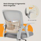 Home Office Managerial Executive Chair, Flip Up Armrest Ergonomic Mesh Adjustable Swivel Mid-Back Computer Desk Chair with Comfortable Lumbar Support, Comfy Arms for Bedroom,Study