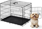 Dog Crate, 24 Inch Small Single Door Dog Cage with Plastic Leak-Proof Pan Tray, Folding Metal Wire Pet Kennel for Indoor, Outdoor, Travel