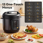Electric Pressure Cooker 16-in-1, 8QT Programmable Multi Cooker with 12 One-Touch Presets, Soup Steam Yogurt and More, Ceramic Inner Pot Delay Start & Keep Warm, Includes Recipe Guide, Black