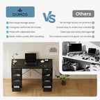 47 Inch Computer Desk with 8 Fabric Drawers, Office Gaming Desk with Storage, Writing Study Table with X-Shaped Reinforced Structure, Black