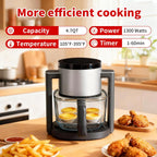 4.7Qt Glass Air Fryer, Non Toxic Air Fryer with 10 Preset Cook Modes, 395??F Rapid Air Crispy Technology, Roast Bake Dehydrate Reheat, Nonstick & Easy-Clean Basket, 1300W