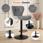 Modern Bar Stools Set of 4, Adjustable Faux Leather Upholstered Swivel Bar Stools, Counter Height Bar Chairs with Back for Kitchen Island, Grey