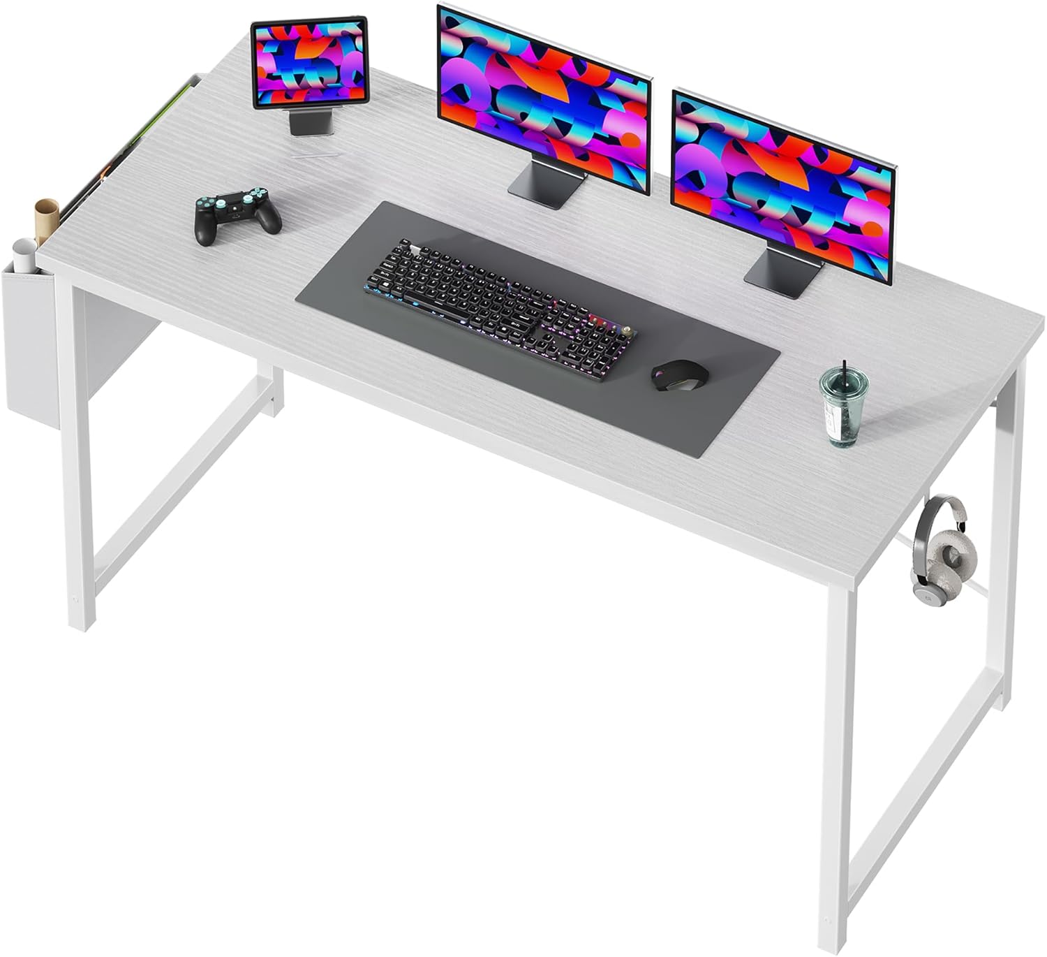 Computer Desk 31 Inch Home Office Desks for Small Spaces, Gaming Writing Study Work Table with Storage Bag for Bedroom, Rustic Brown