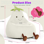 Kids Bean Bag Chair, Stuffed Toddler Couch with Faux Rabbit Fur Cover for Teens & Kids, Comfy Lazy Sofa Chair for Reader, Living Room, Bedroom, Aged 4-12 Years, 24 Inch, Beige