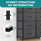 8 Drawer Storage Dresser with Wood Top - Wide Fabric Chest Organizer for Bedroom, Closet, Living Room,Tower Cabinet, TV Stand, Hallway Entryway Furniture,Grey