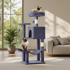 Small 44 Inch Cat Tree Tower, Cat Climbing Tower with Natural Sisal Scratching Posts, Hammock, Pet Condo for Indoor Cats and Kittens Play, Dark Grey
