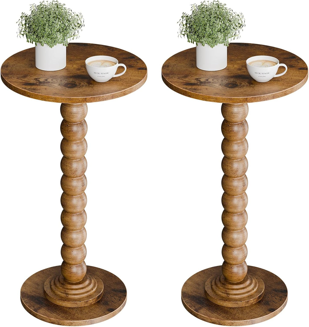Round Side Table for Small Spaces, Modern Accent End Table with Solid White Leg, Versatile Drink Table for Living Room, Bedroom, Corners, White 2 Pack