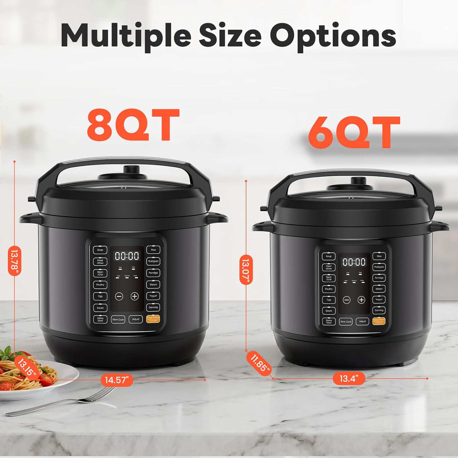 Electric Pressure Cooker 16-in-1, 8QT Programmable Multi Cooker with 12 One-Touch Presets, Soup Steam Yogurt and More, Ceramic Inner Pot Delay Start & Keep Warm, Includes Recipe Guide, Black