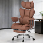 Big and Tall Office Chair 350 LBS, Scratch-Resistant PU Leather Executive Office Desk Chair with Footrest, Ergonomic Reclining Computer Chair with Pocket Spring Support for Home Office, Brown