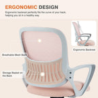 Ergonomic Mid-Back Mesh Home Office Desk Chair with Wheels, Lumbar Support, and Comfortable Armrests for Home, Bedroom, Study, Office