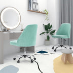 Armless Vanity Chair, Cute Comfy Home Office Desk Chair with Wheels, Modern Upholstered Task Computer Seat for Bedroom, Study, Makeup Vanity, Height Adjustable & Swivel, Mint