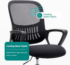 Drafting Chair - Counter Height Adjustable Tall Office Desk Chair with Fixed Armrests and Comfortable Lumbar Support for Standing Desk, Deep Black