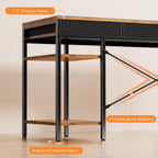 47 Computer Desk with 6 Drawers, Home Office Gaming Desks with Storage Shelves for Bedroom, Writing Study Corner Living Room Work Table Rustic Brown