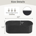 43 inches Folding Storage Ottoman Bench, Oval Round Ottoman End of Bed Foot Rest Bench Stool with Cushion, Storage Chest for Bedroom, Living Room, Entryway, Black