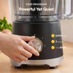 Food Processor 10.5 Cup, Vegetable Choppers with Slicing Shredding Chopping Kneading, Dishwasher Safe, Food Grinder, Stainless Steel Blades, for Smoothie Fruit Dough, 2.6QT, Black