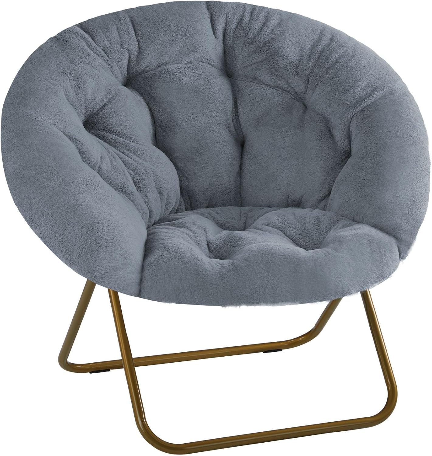 Comfy Saucer Chair,Faux Fur Lounge Seasting XL Circle Chair for Bedroom, Dorm & Gaming, Foldable Fashion Accent Seat for Small Spaces, Folding Moon/Mushroom/Round Oversized Style,Hot Pink