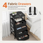 Nightstands Set of 2 with Charging Station, Bedside Table with USB Ports & Type-C, 2 Fabric Drawers Night Stand with Open Shelf, Compact End Table for Bedroom, Rustic Brown