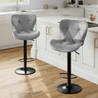Modern Bar Stools Set of 4, Adjustable Faux Leather Upholstered Swivel Bar Stools, Counter Height Bar Chairs with Back for Kitchen Island, Grey