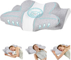 Cervical Pillow for Neck and Shoulder, Contour Memory Foam Pillow, Ergonomic Neck Support Pillow for Side Back Stomach Sleepers with Pillowcase