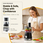 Food Processor 10.5 Cup, Vegetable Choppers with Slicing Shredding Chopping Kneading, Dishwasher Safe, Food Grinder, Stainless Steel Blades, for Smoothie Fruit Dough, 2.6QT, Black