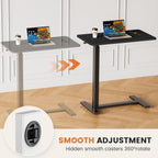 Overbed Bedside Table with Wheels, Adjustable Hospital & Home Use Bed Table, Rolling Laptop Table, Mobile Standing Desk, Black