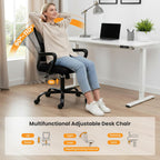 Home Office Managerial Executive Chair, Ergonomic Mesh Adjustable Swivel Mid-Back Computer Desk Chair with Comfortable Lumbar Support, Comfy Arms for Bedroom,Study