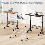 31.5 Adjustable Height Mobile Desk with Locking Wheels & Pin-Lock, Portable Workstation for Walking Pad & Active Home Office, White
