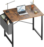 Computer Desk 31 Inch Home Office Desks for Small Spaces, Gaming Writing Study Work Table with Storage Bag for Bedroom, Rustic Brown