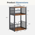 3 Tier Side Table, 2 Pack Record Player Stand with Storage Up to 100 Albums,Turntable Stand for Vinyl, Brown Records Shelf for Living Room Bedroom