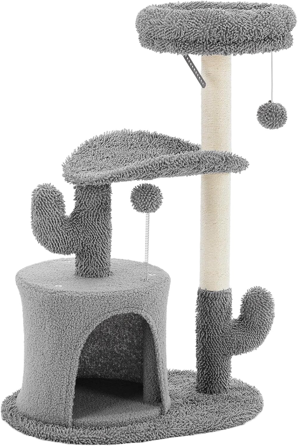 33-inch Cat Tree Tower for Indoor Cats, Small Cat Scratching Post with Curved Bed, Cat Tree with Cat Condo for Adult, Grey