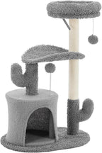 33-inch Cat Tree Tower for Indoor Cats, Small Cat Scratching Post with Curved Bed, Cat Tree with Cat Condo for Adult, Grey