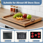 Noodle Board Stove Cover with Handles, Wooden Stove Top Cover for Gas Electric Glass Stove, 22 x 29.5 inch(Light Brown)