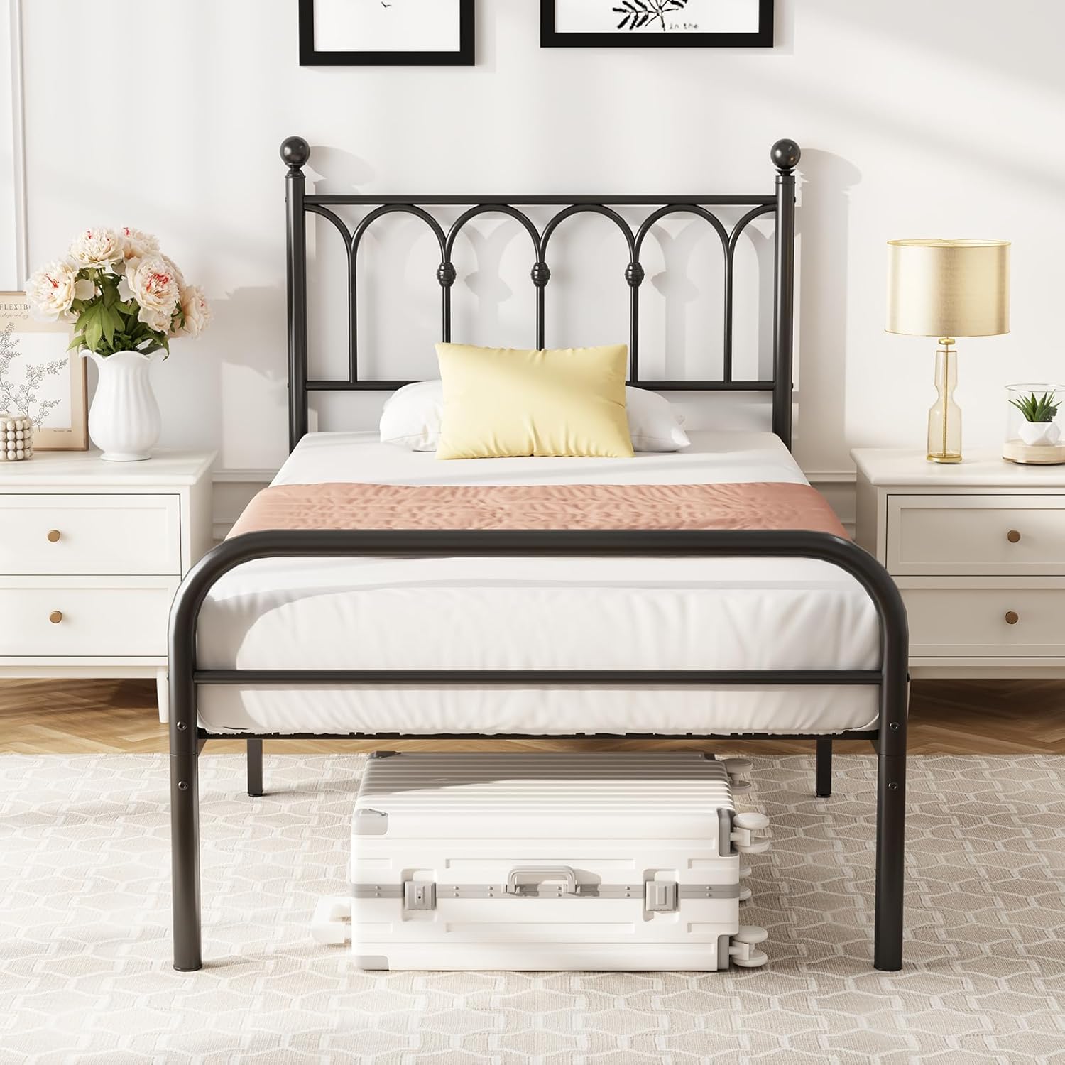 King Bed Frame Heavy Duty Metal Platform with 11.9 Under-Bed Storage, No Box Spring Needed, Easy Assembly, Black