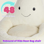 Kids Bean Bag Chair, Stuffed Toddler Couch with Faux Rabbit Fur Cover for Teens & Kids, Comfy Lazy Sofa Chair for Reader, Living Room, Bedroom, Aged 4-12 Years, 24 Inch, Beige