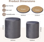 Round Ottoman with Storage Set of 2, Vanity Stool Chair with Storage, Makeup Cute Soft Small Footstool Modern Style Coffee Table, Small Velvet Foot Stool for Living Room Bedroom Dorm, Grey