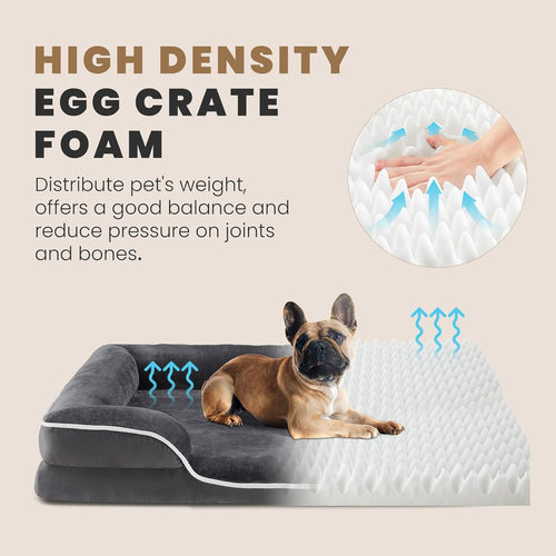 42x32 Inch Orthopedic Dog Beds for XL Large Sized Dogs, Machine Washable Cover Pet Bed, Anti-Slip Waterproof Memory Foam Couch Bed for Indoor Dogs and Cats, Grey