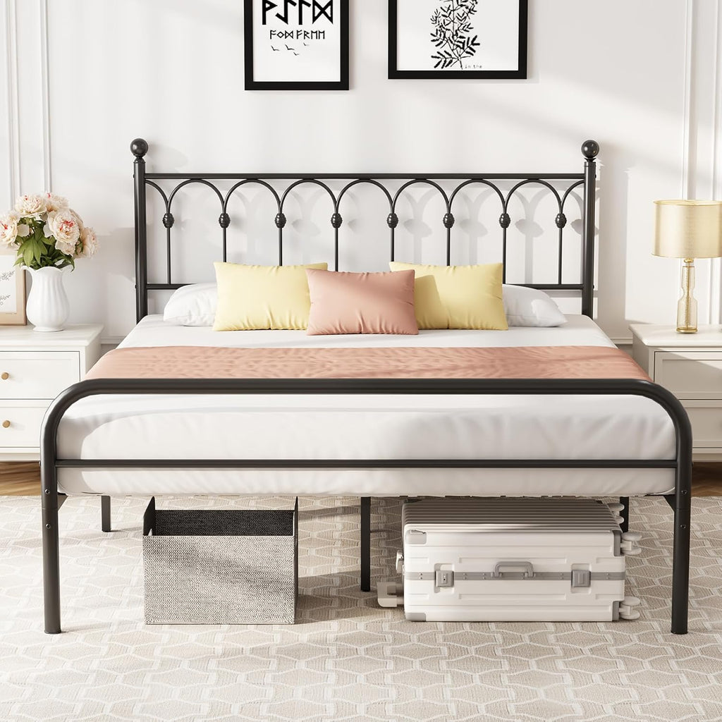 Twin Bed Frame Heavy Duty Metal Platform with 11.9 Under-Bed Storage, No Box Spring Needed, Easy Assembly, Black