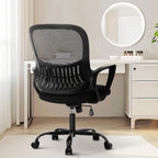 Home Office Managerial Executive Chair with Ergonomic Design, Mid-Back Mesh Swivel, Comfortable Lumbar Support, Comfy Arms for Bedroom,Study,Student, Black