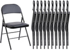Folding Chair 4 Pack, Leather Padded Foldable Chairs, Sturdy Metal Portable Chairs, Easy to Use and Store, Outdoor and Indoor, for Home, Office, Party, Garden, Kahki