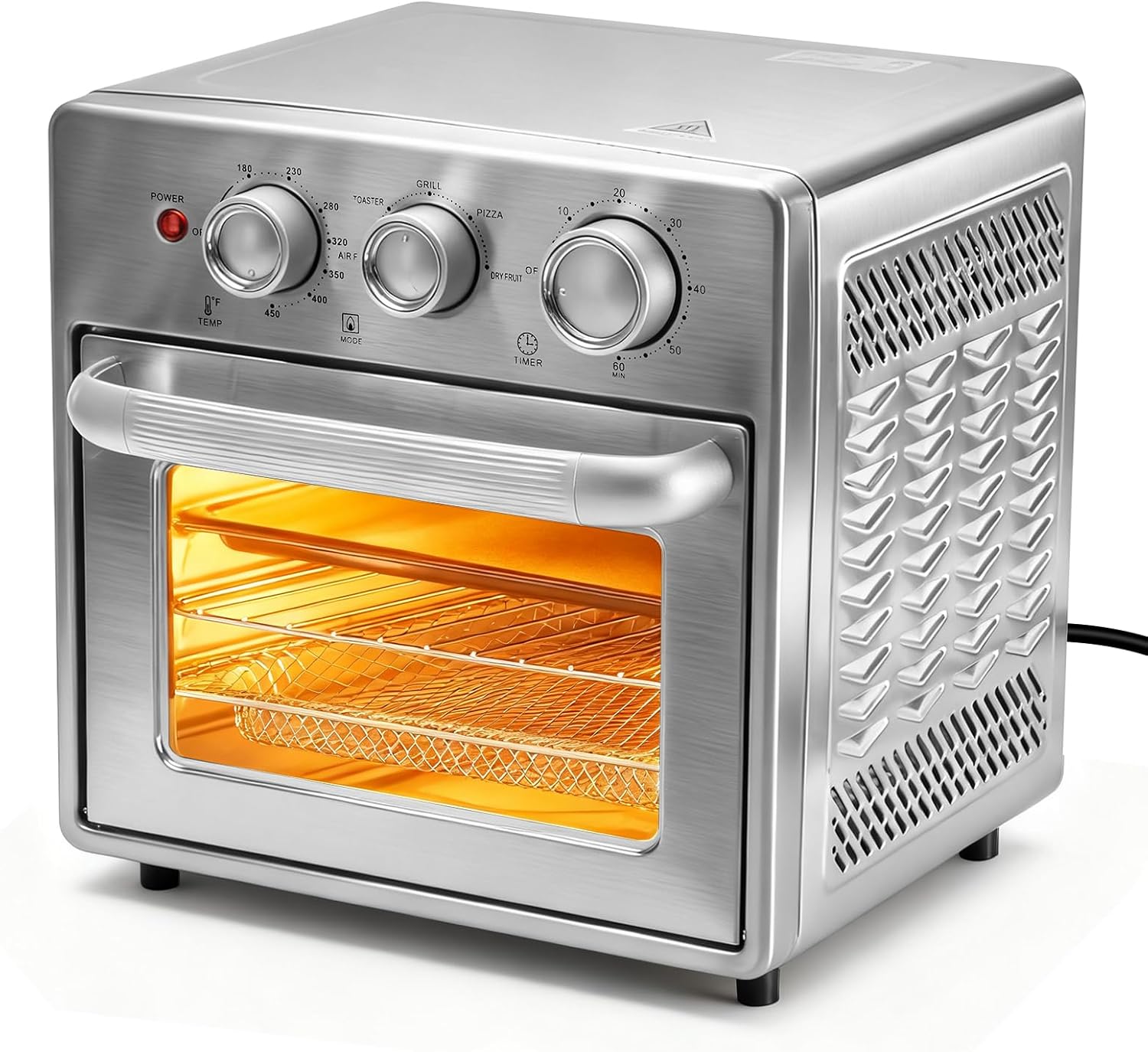 Air Fryer Toaster Oven Combo Extra Large with Smart Probe, 29.6QT Oven Countertop 12 Functions in 1, 7 Accessories Included, Stainless, Up to 450??F