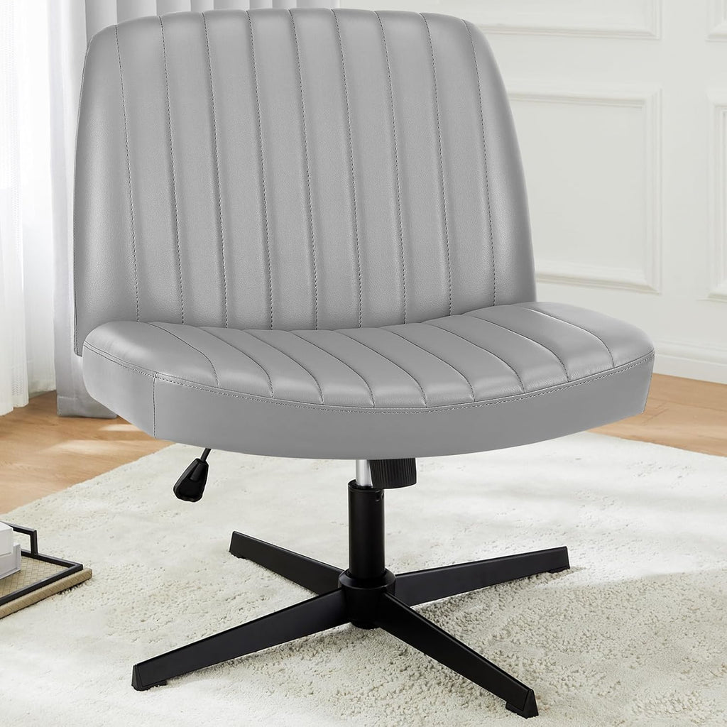 Criss Cross Chair No Wheels, Legged Office Desk Armless Chiar Wide Seat, Adjustable Swivel Teddy Fabric Task Vanity Chairs for Home Bedroom, Pink