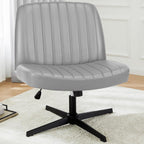 Criss Cross Chair No Wheels, Legged Office Desk Armless Chiar Wide Seat, Adjustable Swivel Teddy Fabric Task Vanity Chairs for Home Bedroom, Pink