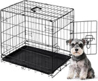 Dog Crate, 24 Inch Small Single Door Dog Cage with Plastic Leak-Proof Pan Tray, Folding Metal Wire Pet Kennel for Indoor, Outdoor, Travel
