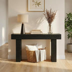 63-Inch Narrow Console Table, Sturdy Wooden Entryway Table with 5.9 Thick Top, Heavy Duty 155lbs Capacity, Space-Saving Sofa Table for Living Room, Hallway, Entrance, Foyer, Black