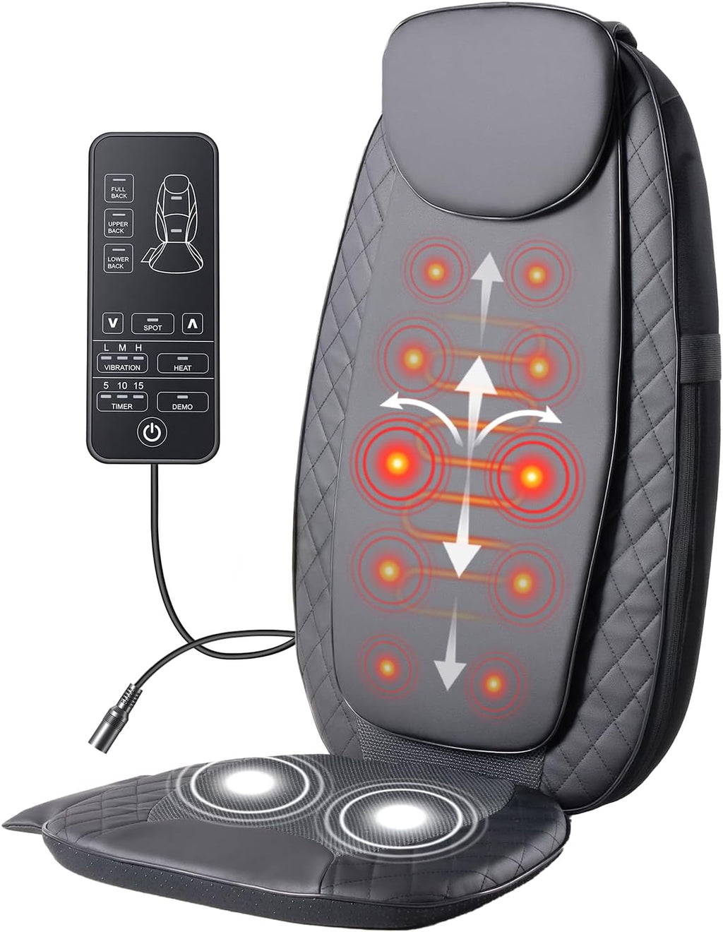 Massage Chair Pad with Heat, 4 Deep Kneading Nodes Chair Msaager Cushion, Shiatsu Back Massager for Deep Muscle Relaxation Home Office, Grey