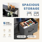 TV Stand, Dresser with 5 Fabric Storage Drawers, Media Console Featuring Open Shelf for TV, Compact Entertainment Unit for Bedroom, Living Space, or Dorm Organization, Grey