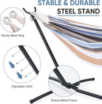 Double Hammock with Space Saving Stand, Heavy Duty Steel Frame, Portable for Outside & Indoor Use, 450lbs Capacity, Easy Assembly, Carrying Bag Included, Beige