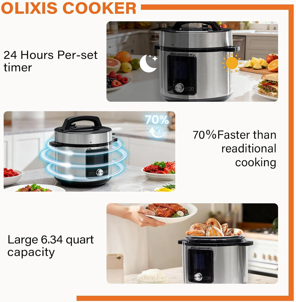 24-in-1 Large Electric Pressure Cooker 8.45 Quart, Stainless Steel Cooker for Canning, Slow Cook, Yogurt, Steam, Rice, Soup, Bean, Poultry, Beef, Bake & Porridge, Big Family & Party Size