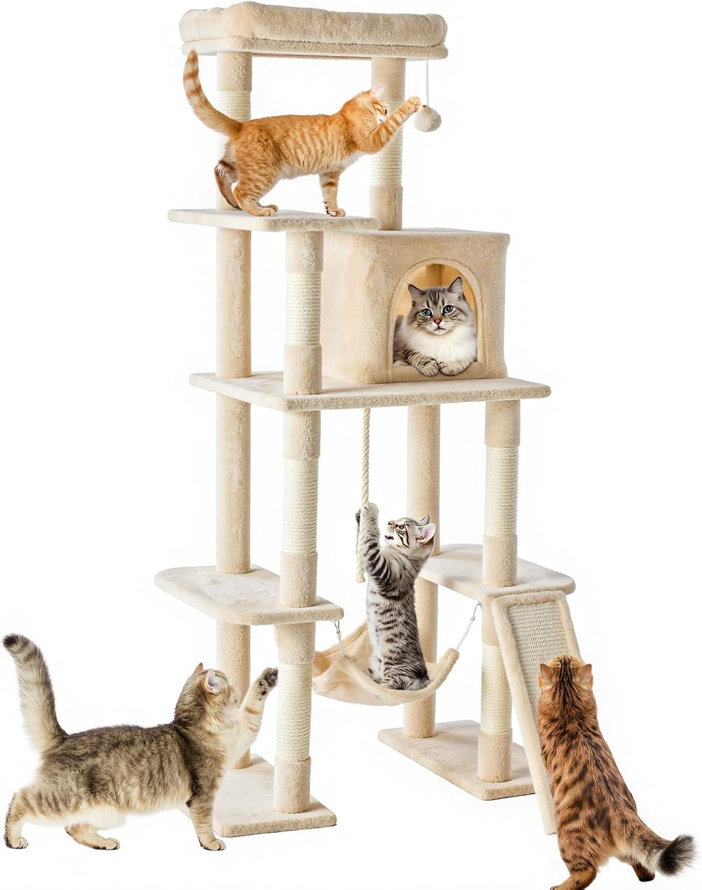 33-inch Cat Tree Tower for Indoor Cats, Small Cat Scratching Post with Curved Bed, Cat Tree with Cat Condo for Adult, Grey