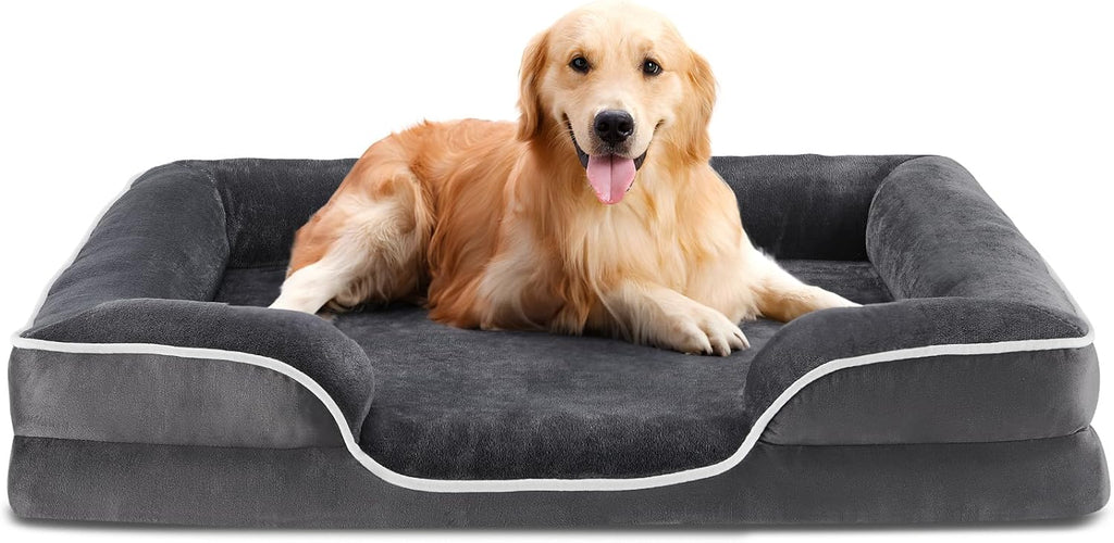 42x32 Inch Orthopedic Dog Beds for XL Large Sized Dogs, Machine Washable Cover Pet Bed, Anti-Slip Waterproof Memory Foam Couch Bed for Indoor Dogs and Cats, Grey